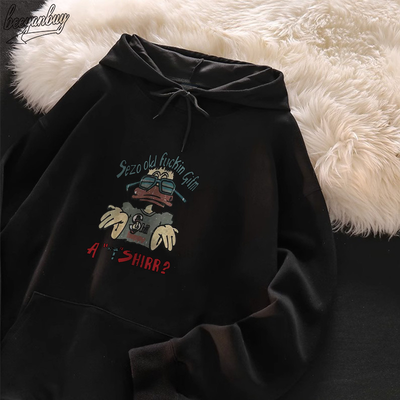 Áo Hoodie Cotton BEEYANBUY áo nỉ thời trang đen trắng in hình unisex 100% cotton -V0024