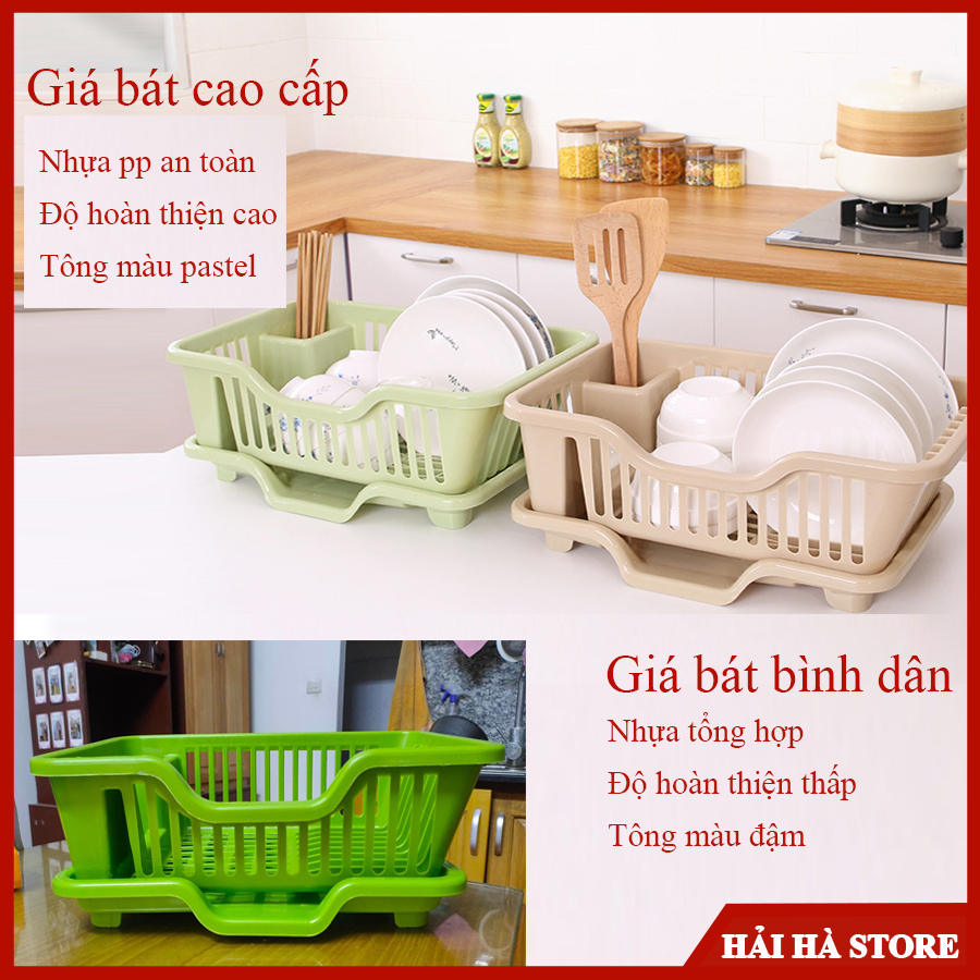 Rổ Úp Bát - Khay Kệ Đựng Chén Bát Dĩa Đũa Muỗng Có Khay Hứng Nước Tiện Lợi