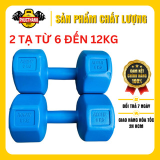 Bộ 2 tạ nhựa tay bát giác Reefit từ 6-12kg có ruột