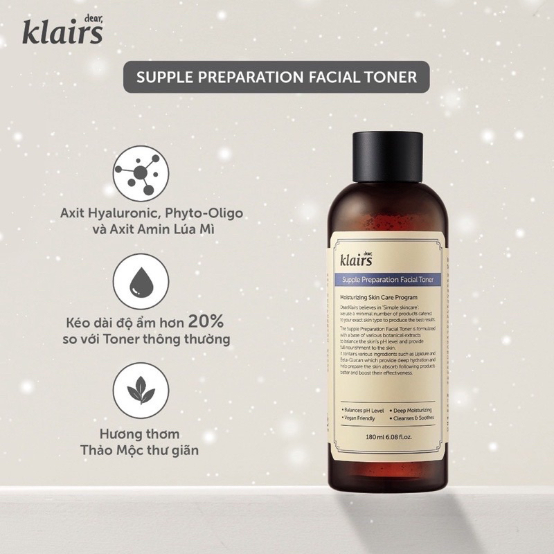 Nước Hoa Hồng Dưỡng Ẩm Klairs Supple Preparation Toner