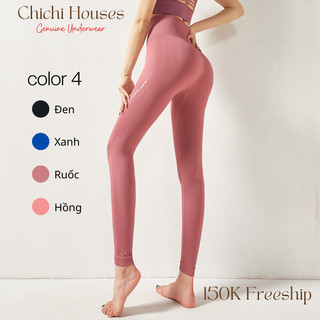 Quần tập yoga/thể thao Chichi Bra lưng cao màu trơn CK-100 (Xanh đậm / Hồng / Đen / Ruốc)