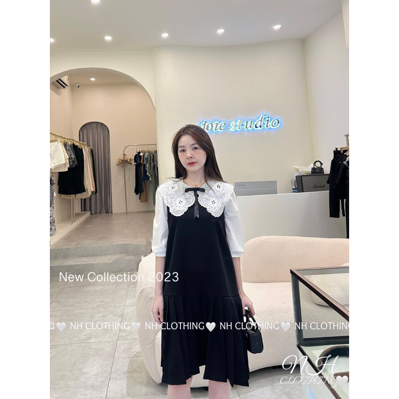 Váy chân dập tay phối sơmi tay lỡ