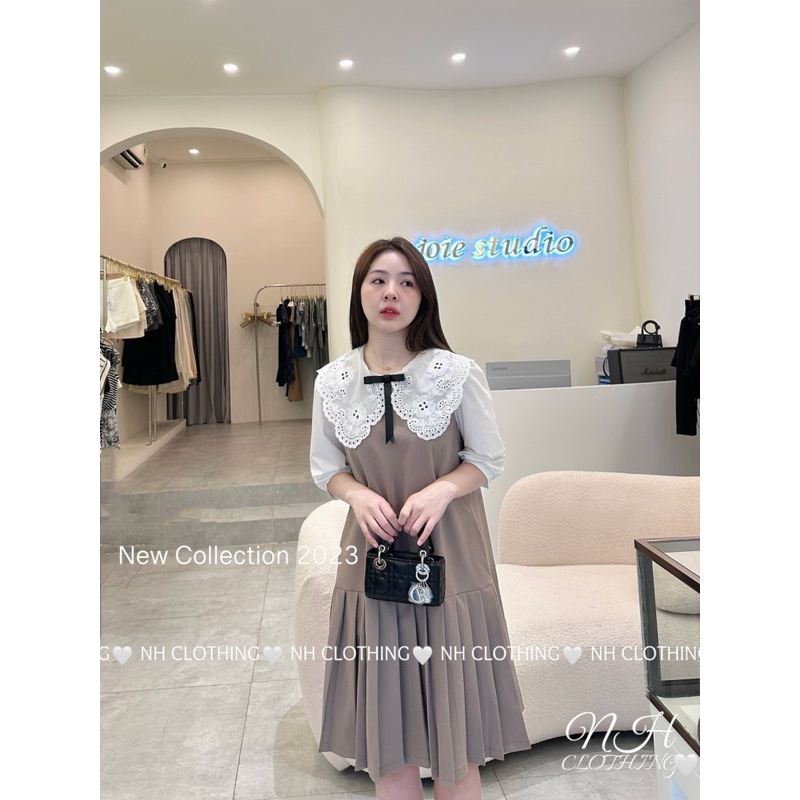 Váy chân dập tay phối sơmi tay lỡ