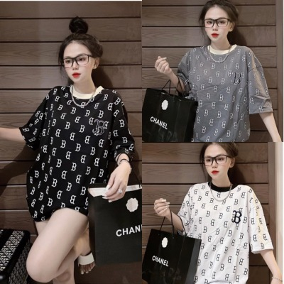 Áo Phông Nam Nữ Chữ B chất Cotton Khô In Lụa, Aó Thun Nữ MLB Full LoGo chữ B  Mẫu mới Unisex _ Hót 2023