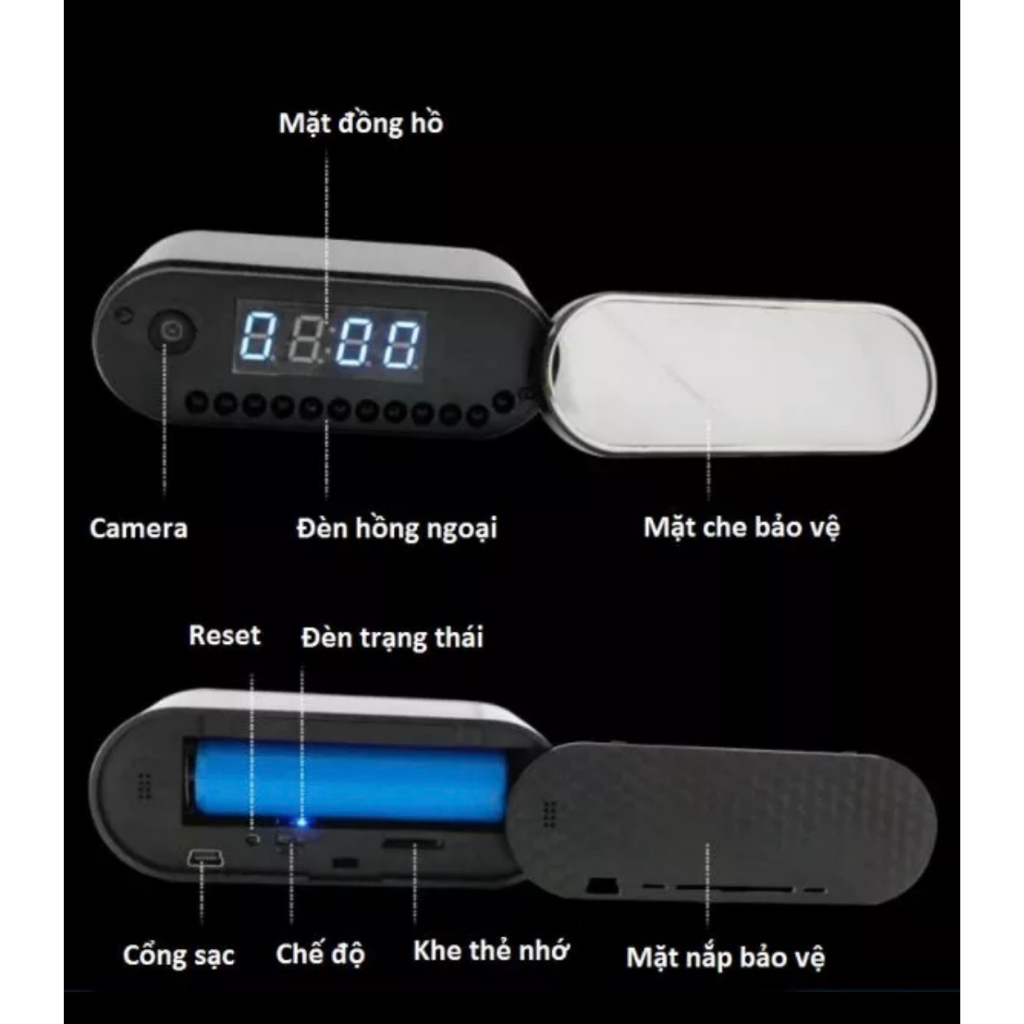 Camera đồng hồ ghi hình thông minh, tự động quay lưu, quay đêm, góc siêu rộng, bảo hành 6 tháng