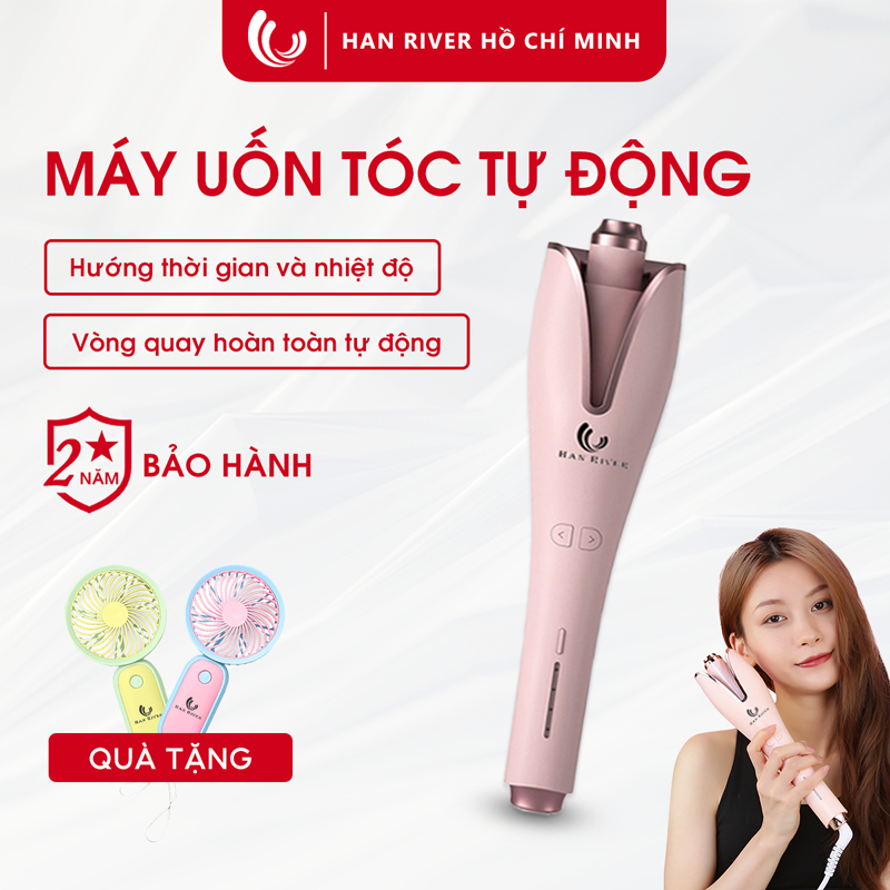 Máy uốn tóc HAN RIVER bằng gốm làm nóng nhanh hẹn giờ xoay tự động - Hàng chính hãng