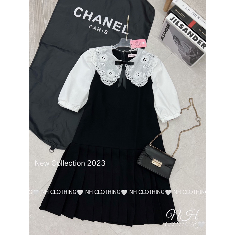 Váy chân dập tay phối sơmi tay lỡ