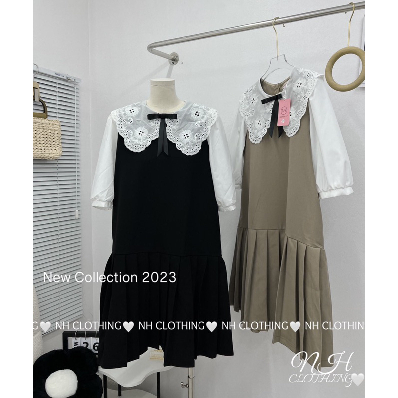 Váy chân dập tay phối sơmi tay lỡ