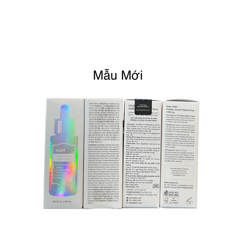 Combo Toner Dear Klairs Unscented 180ml + Serum Vitamin C Dear Klairs Freshly Juiced 35ml