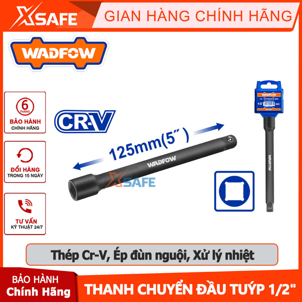 Thanh chuyển đầu tuýp 1/2" 125mm WADFOW WMS5205, thanh mở rộng 1/2 inch, đầu 1/2 inch, chiều dài 125mm dùng chất liệu