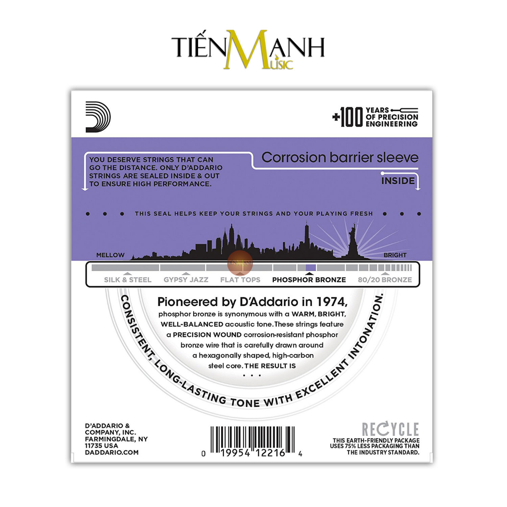 Dây Đàn Guitar Acoustic D'Addario EJ26 - Ghita Sắt Phosphor Bronze Strings DAddario