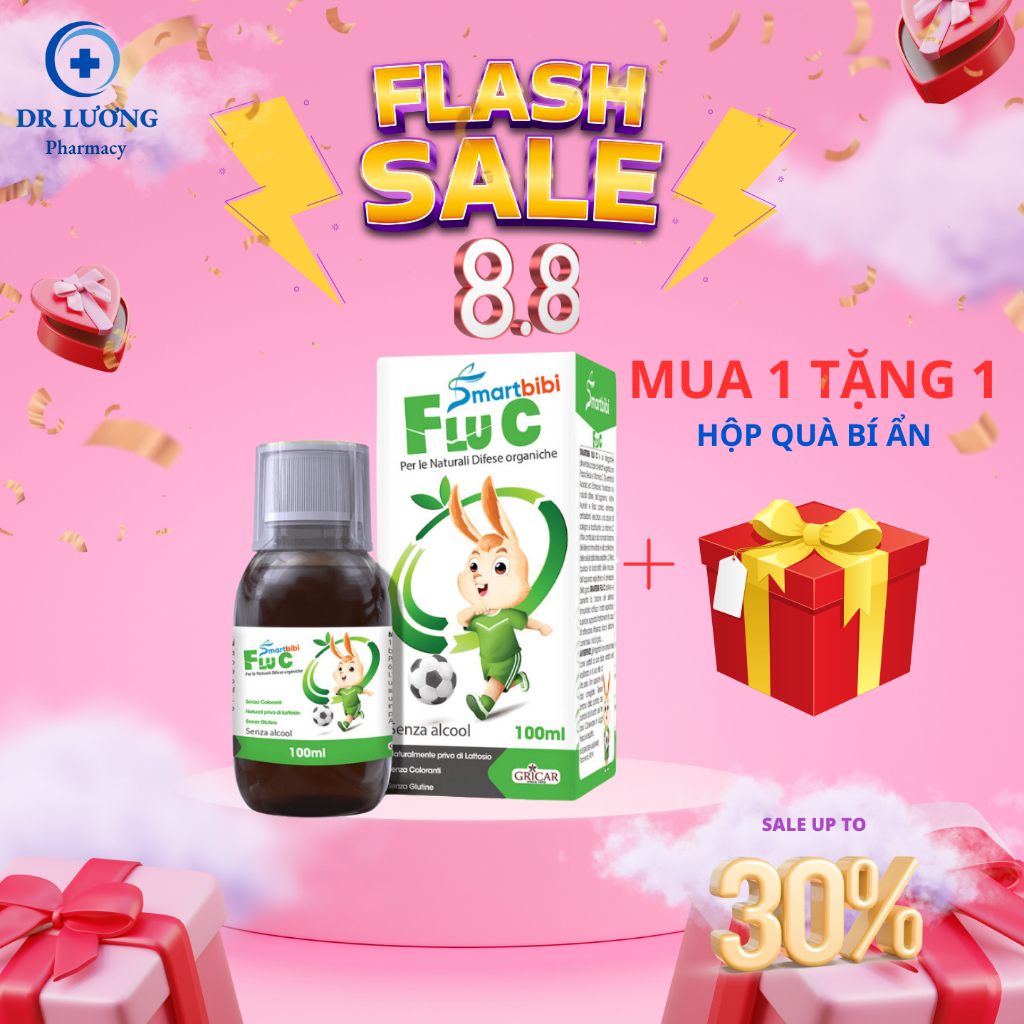 Siro Ho Smartbibi Flu C Hỗ Trợ Tăng Cường Sức Khỏe Đường Hô Hấp Trên, Giảm Triệu Chứng Cảm Lạnh, Cúm Thông Thường