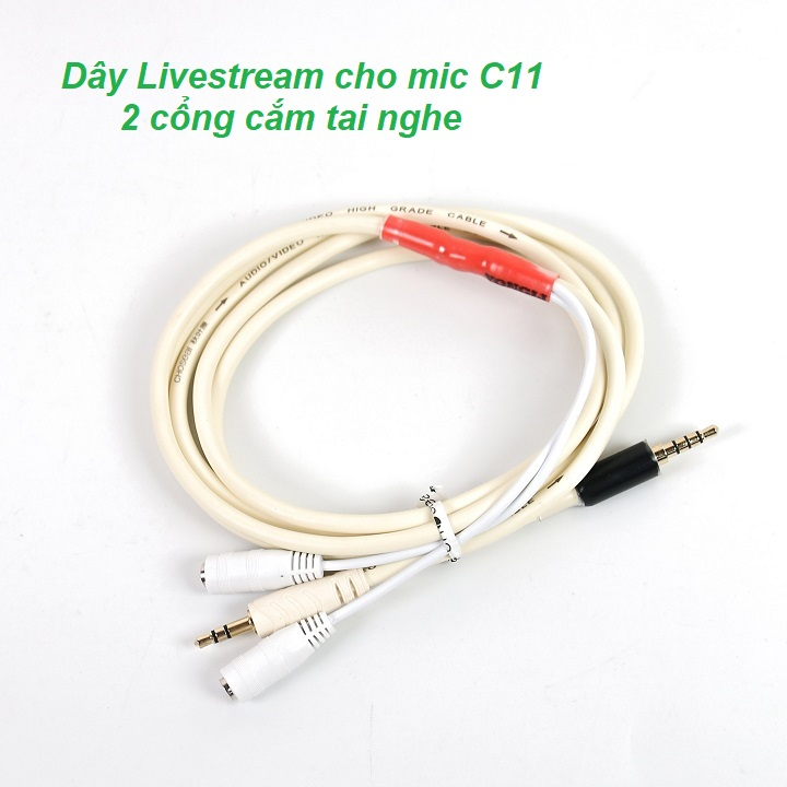 Dây Livestream mic C11 nâng cấp dài 2m có 2 cổng tai nghe song ca,chất lượng cao truyền tín hiệu chống nhiễu