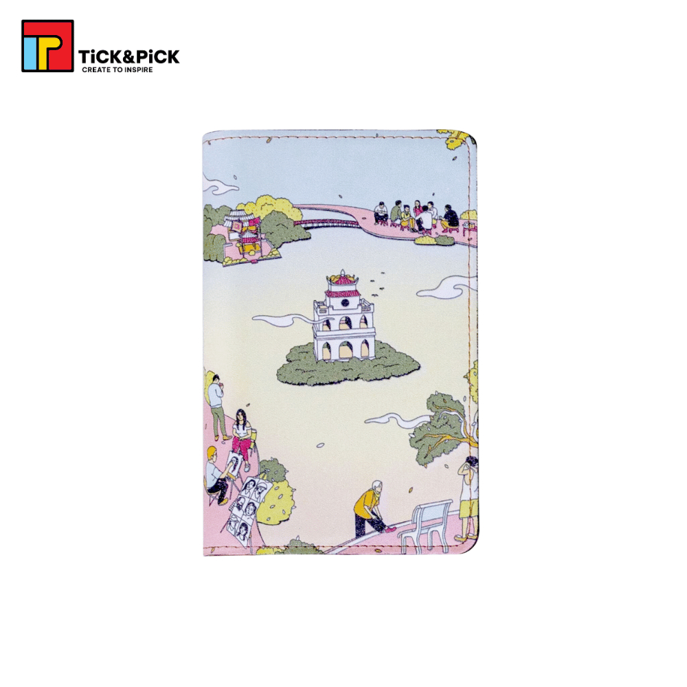 Bao Da Bọc Hộ Chiếu TICK & PICK Đựng Passport,Thẻ ATM Đa Năng Tiện Lợi Khi Du Lịch Hình HỒ GƯƠM