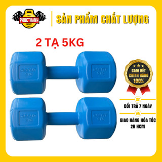Bộ 2 tạ tay nhựa bát giác Reefit 5kg có ruột (gồm 2 cục 5kg) (PHUCTHANHSPORT)