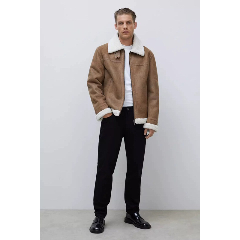 Order áo khoác auth tuồn ZARA của nam Áo khoác ngắn giả da lộn lót lông cừu nhân tạo