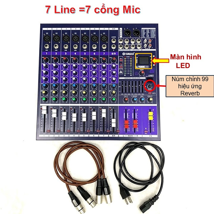 Mixer M11 tích hợp vang số,99 hiệu ứng Reverb-USSB-Bluetooth,7 Line,Ghép dàn Karaoke,Loa kéo,Livestream,Tặng dây Canon