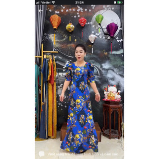 Áo dài cổ vuông tay bồng 5d