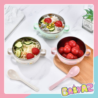 Bát Inox Ăn Dặm Kiss Bear Cách Nhiệt Tặng Kèm Thìa Tập Xúc