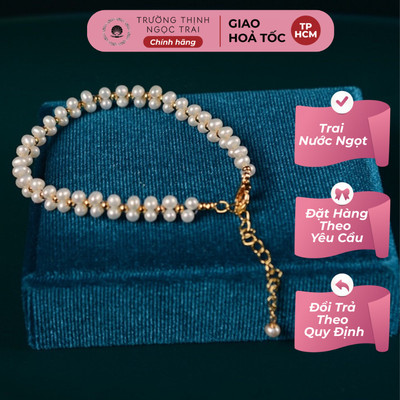 Vòng Tay Ngọc Trai Đan 5 Ly Màu Trắng Sang Trọng - Ngọc Trai Trường Thịnh