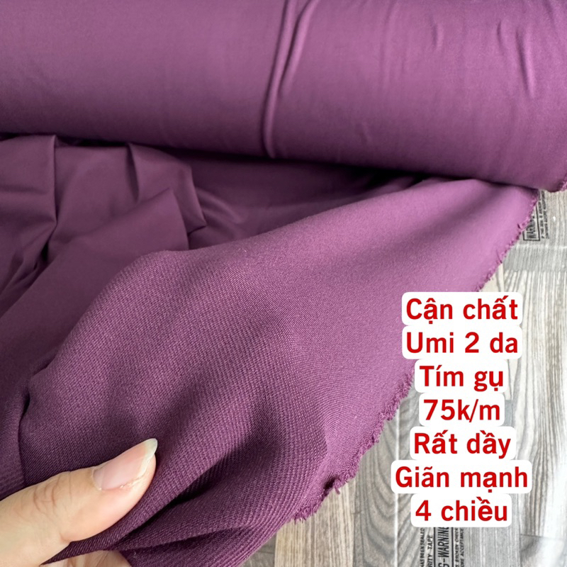 Vải UMI 2 DA DẦY TÍM SẪM -ẤM CO GIÃN MẠNH(hàng đông)