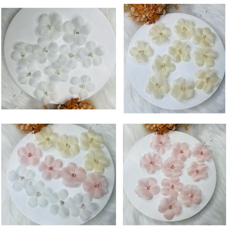 Cánh hoa mai Voan kết hạt (1 bịch 10 bông ) size 4,5cm