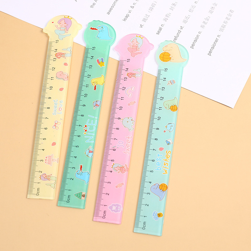 Thước kẻ cute hoạt hình trong suốt chiều dài 15cm dễ thương, thước kẻ nhựa đồ dùng học tập làm tiện dụng