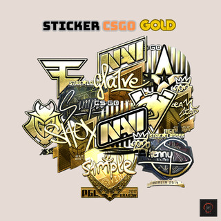 Sticker hình dán CS2 CSGO Gold Holo trang trí máy tính điện thoại - Cắt sẵn - Phủ bóng cao cấp - Chống nước