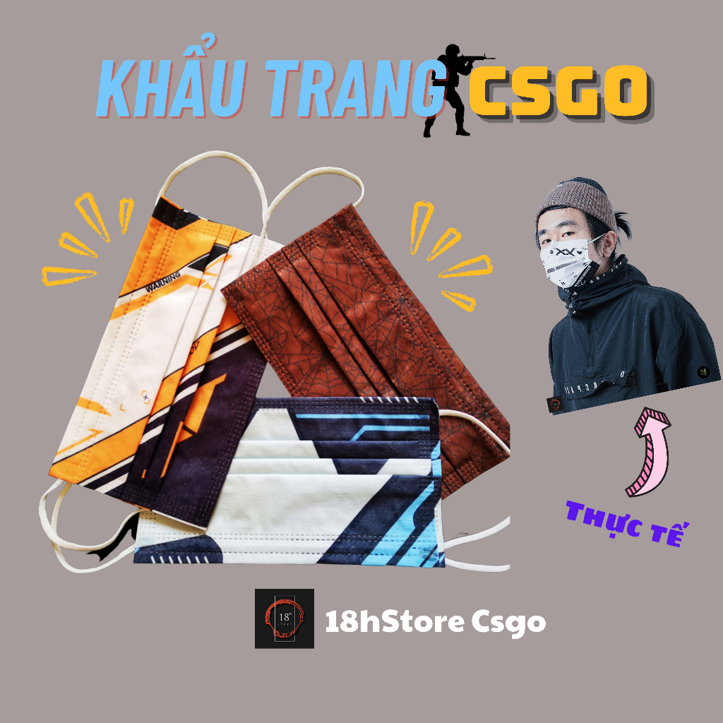 Khẩu trang Custom hình CSGO các màu Asiimov / Vulcan / Printsteam