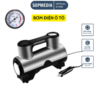 Bơm lốp oto điện tự ngắt SOP MEDIA động cơ dây đồng có CHIP chống quả tải và ngắn mạch công suất 120w
