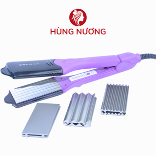 Máy Làm Tóc đa năng, máy là duỗi bấm xù tóc Hàn Quốc, Máy dập xù thay bản dễ dàng màu tím không cháy tóc, mượt tóc