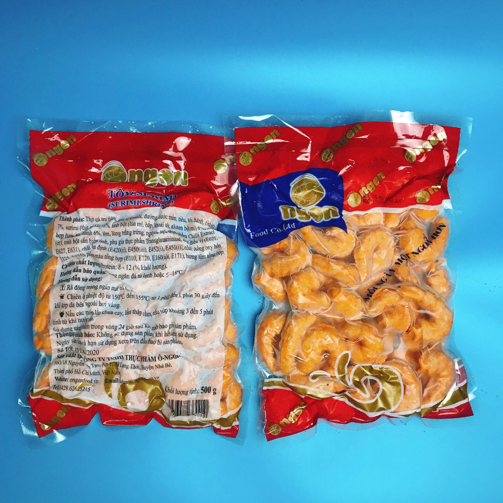 Chả tôm hình Surimi 500gr/ tôm hình Ô Ngon làm mì trộn indomie, xiên que chiên, thả lẩu, ăn vặt