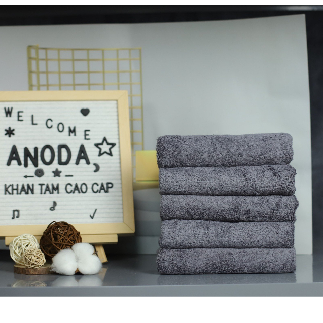 Khăn 40x80cm trọng lượng 200gr 100% Cotton Cao Cấp  Anoda màu Dark gray