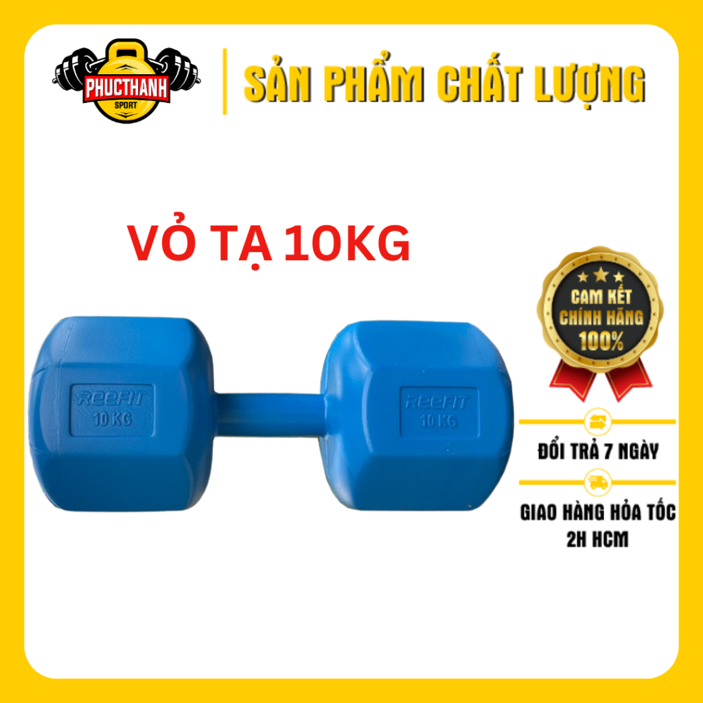 Vỏ tạ tay nhựa bát giác Reefit 10kg không ruột (PHUCTHANHSPORT)