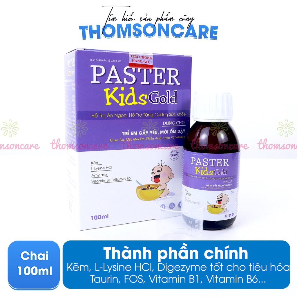 Liệu trình giúp bé tăng chiều cao, ăn ngon Lineabon d3k2 10ml và Siro Paster kids gold chai 100ml - Thomsoncare