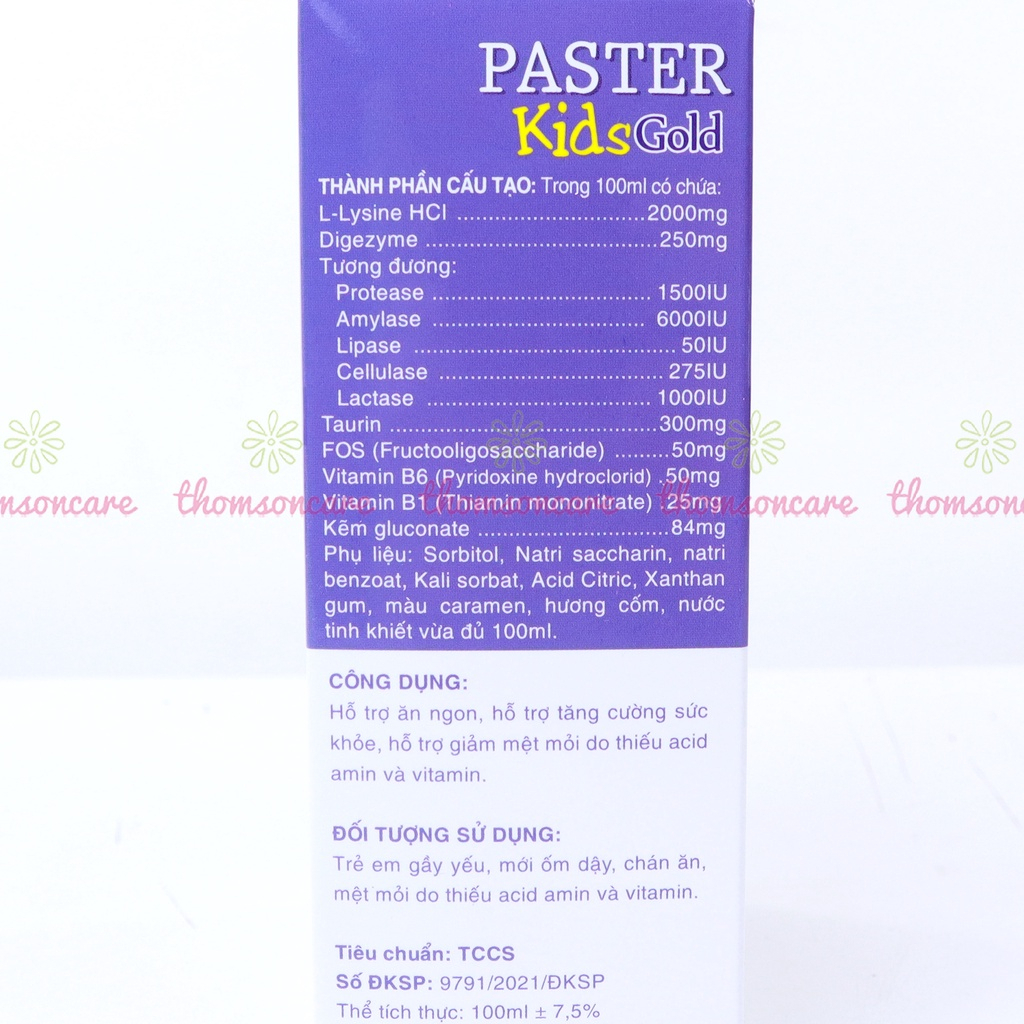 Liệu trình giúp bé tăng chiều cao, ăn ngon Lineabon d3k2 10ml và Siro Paster kids gold chai 100ml - Thomsoncare