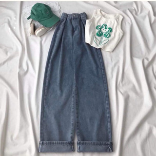 Quần Jean Nữ Ống Rông JEM CLOSET Thiết Kế Lưng Cao Có Eo Cài Lên Dáng Cực Xinh SEEM 2261