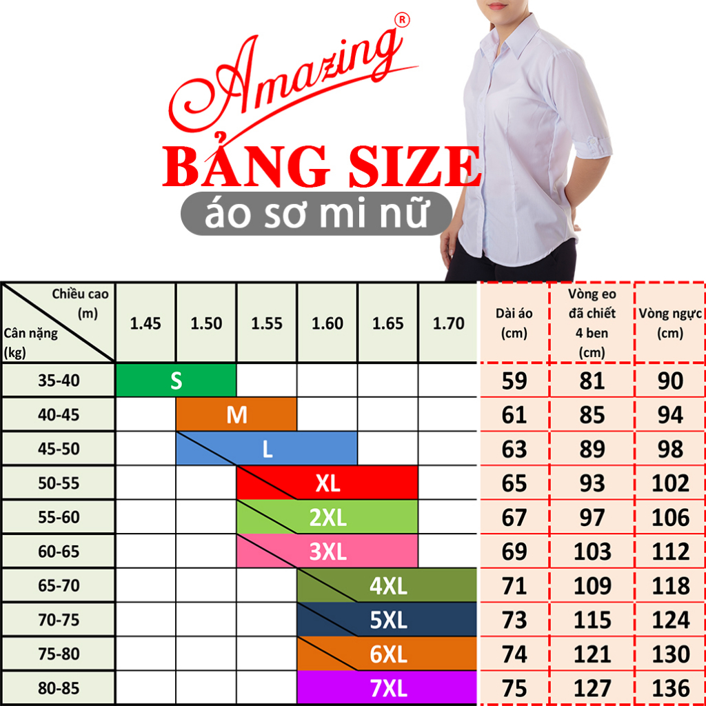 Áo trắng nữ, có size đại 80kg, sơ mi Amazing, vải KT silk mượt mát, tay cách điệu nhẹ nhàng, form chuẩn basic