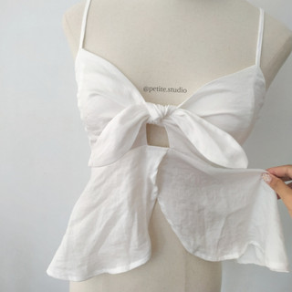 Áo hai dây croptop Peplum lụa dáng xoè basic phong cách hàn quốc