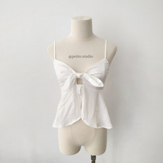 Áo hai dây croptop Peplum lụa dáng xoè basic phong cách hàn quốc
