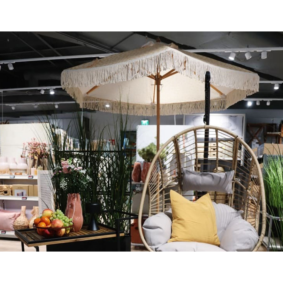 Dù ngoài trời | JYSK Yppenbjerg | vải polyester/gỗ hạt dẻ | be/vàng | DK200cm