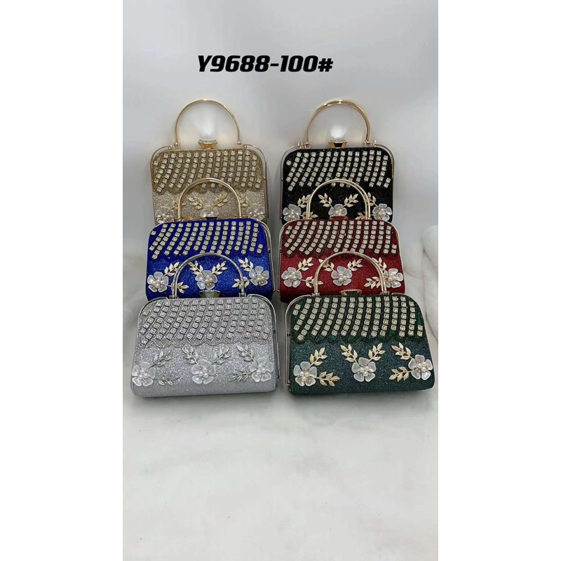 Túi xách kim sa đính hoa nổi cao cấp trung niên 9688