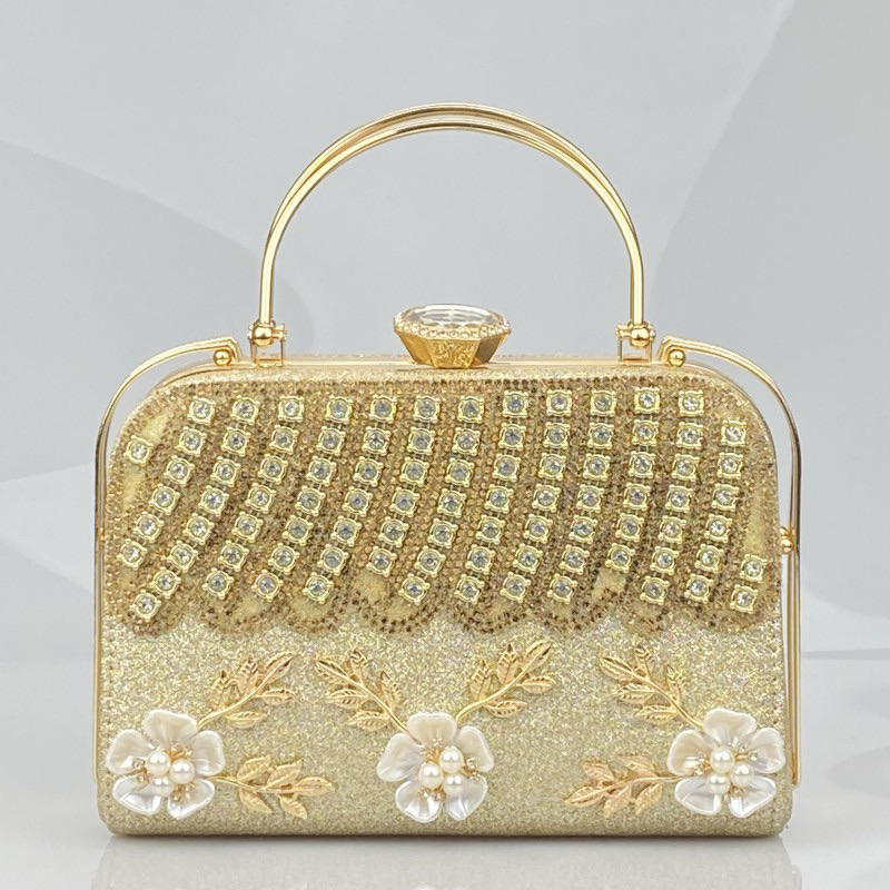 Túi xách kim sa đính hoa nổi cao cấp trung niên 9688