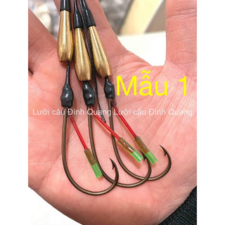 [ LƯỠI CÂU ĐÌNH QUANG ]LƯỠI CÂU CÁ LÓC THỦ CÔNG THÉP ĐEN 1,6 LY ( TÓM SẴN CHÌ ĐỒNG VÀ DÂY THẺO )
