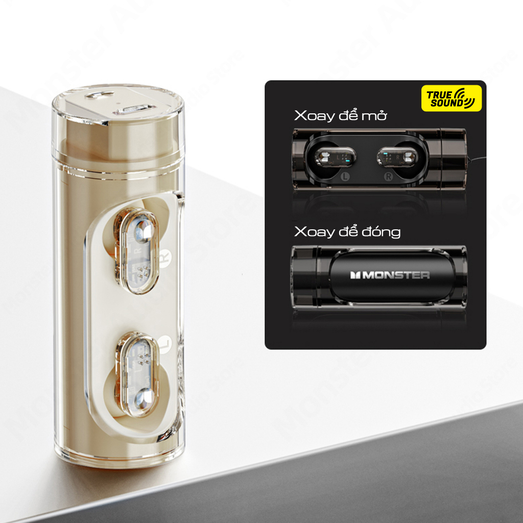 Tai nghe Bluetooth MONSTER XKT13 V5.3. Thiết kế 2023 công thái học, giảm tiếng ồn, chống nước IPX4.