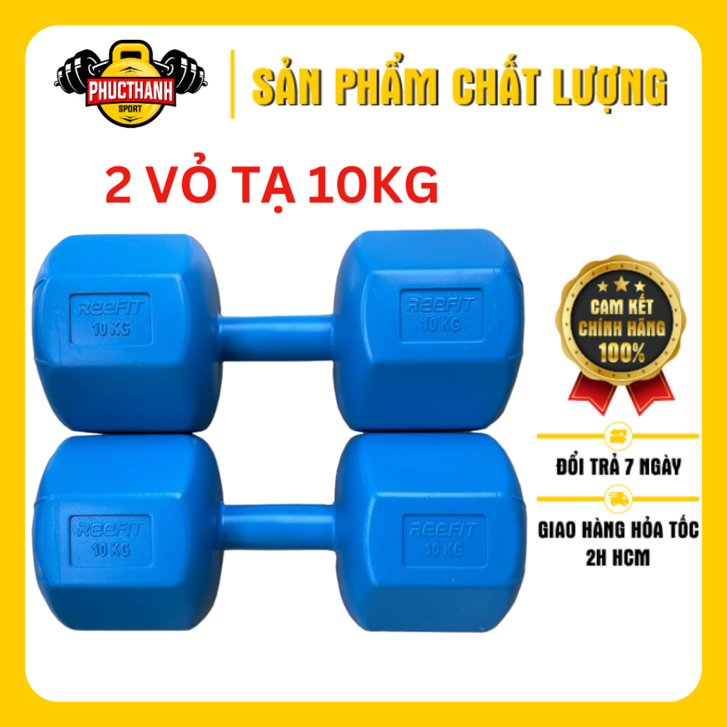 Bộ 2 cái vỏ tạ tay nhựa bát giác Reefit 10kg không ruột (gồm 2 vỏ 10kg