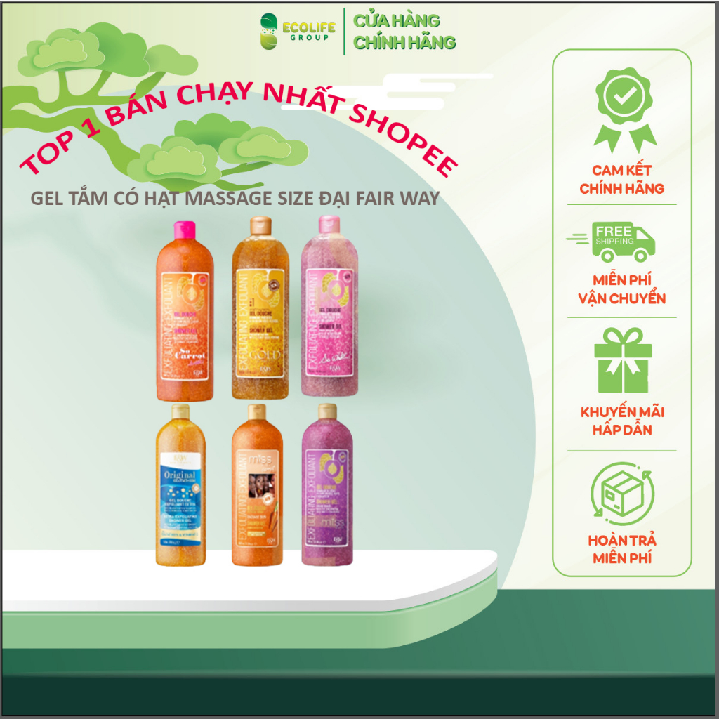 Sữa tắm có hạt tẩy da chết toàn thân,dưỡng trắng da FAIR AND WHITE 940ml