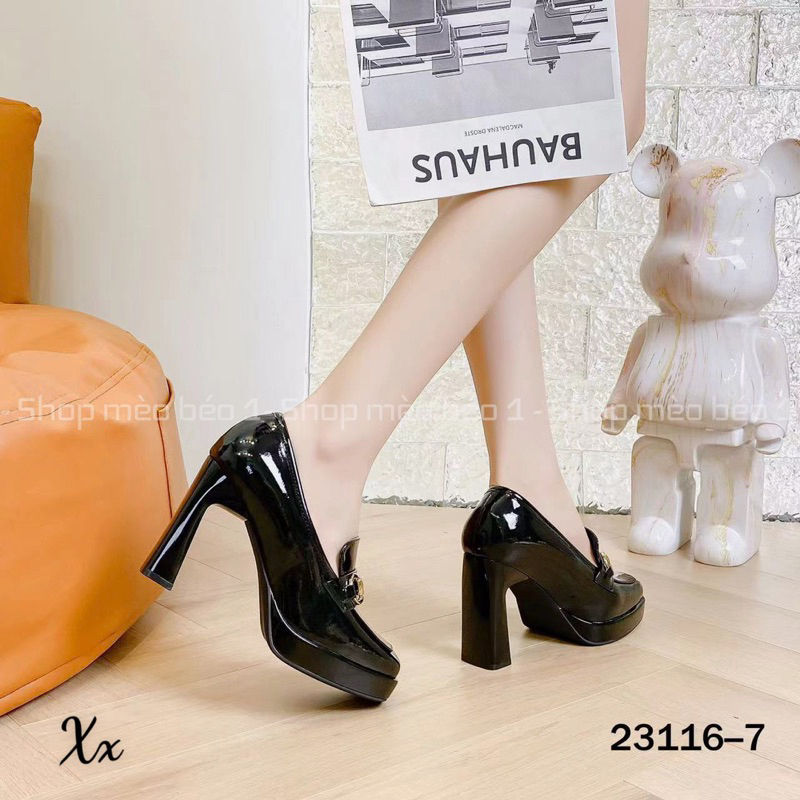 Giày cao gót đế đúp đai miu khoá ngang gót trụ fullbox hàng quảng châu cao cấp