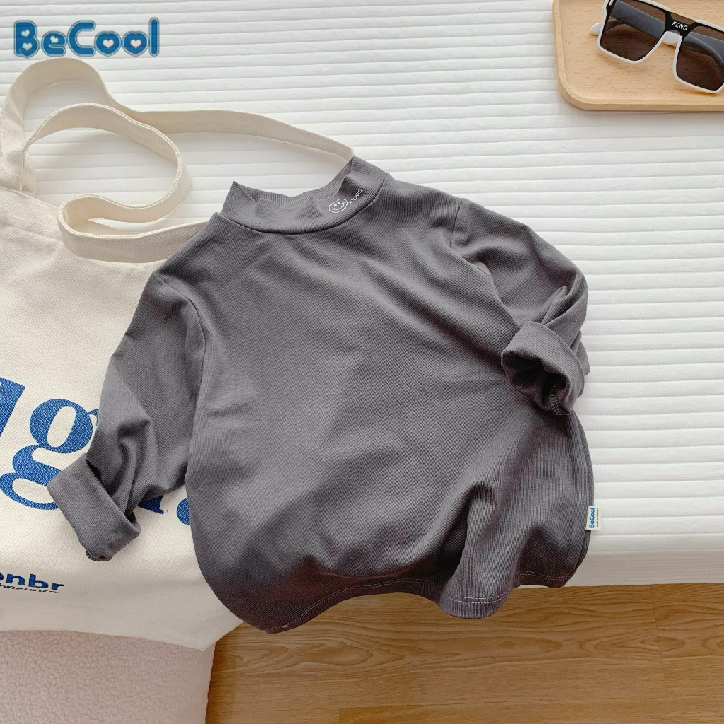 Áo Phông Dài Tay Thu Đông Chất Cotton Cho Bé Trai - Bé Gái,Áo Giữ Nhiệt Dài Tay Cổ 3p In Hình Mặt Cười Cho Bé Từ 9-25kg