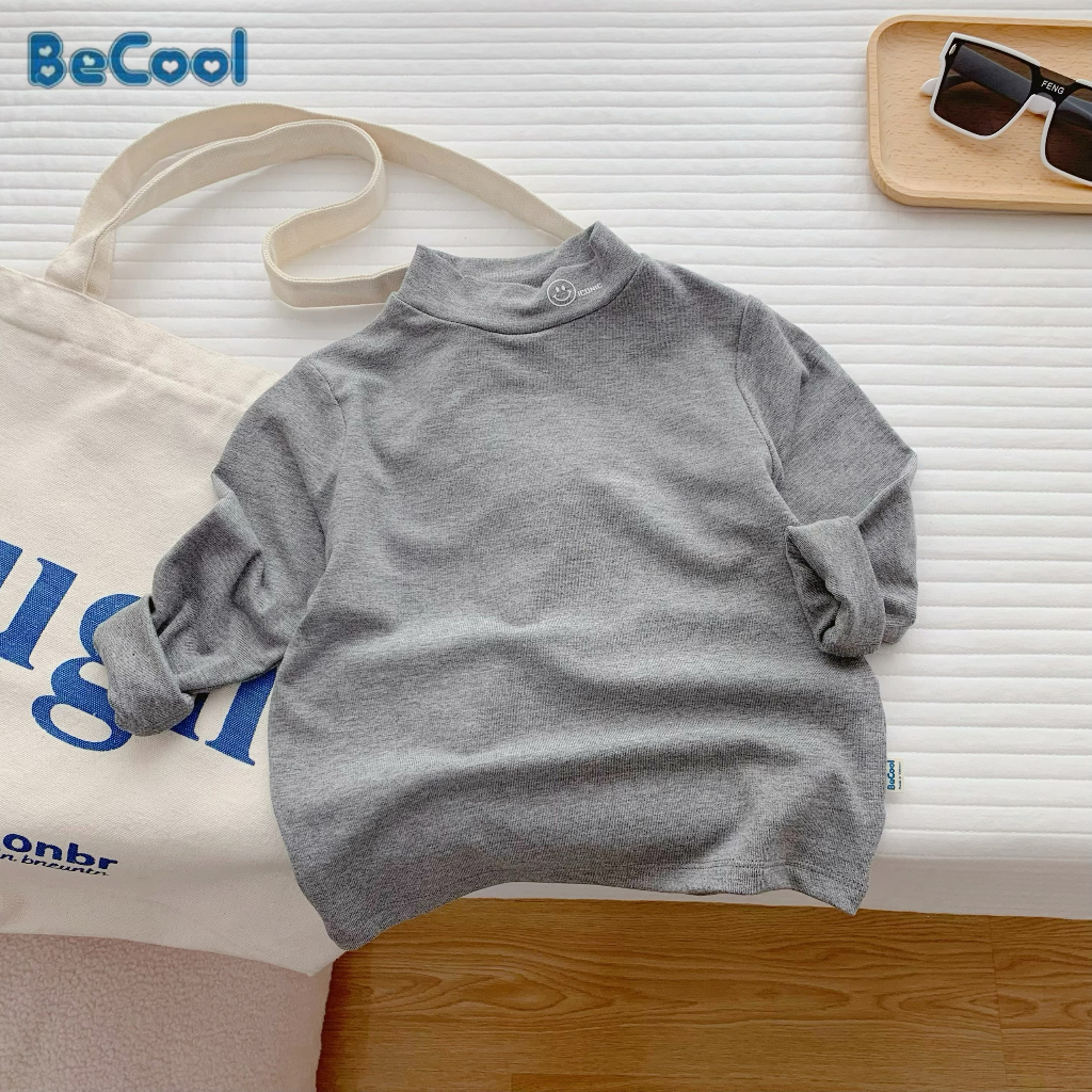 Áo Phông Dài Tay Thu Đông Chất Cotton Cho Bé Trai - Bé Gái,Áo Giữ Nhiệt Dài Tay Cổ 3p In Hình Mặt Cười Cho Bé Từ 9-25kg